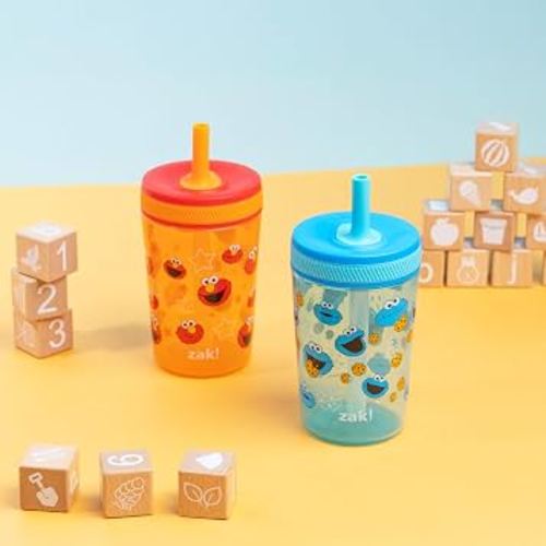 Amazon.com: Zak Designs Sesame Street Kelso Toddler Tumblers For Travel or At Home, 15oz 2-Pack Durable Plastic Sippy Cups With Leak-Proof Design is Perfect For Kids (Elmo and Cookie Monster) : Baby