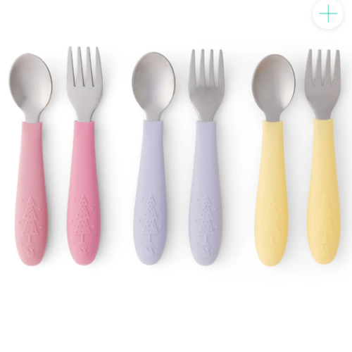 Babies/Toddler Stainless Steel Spoons + Forks with Silicone Handle