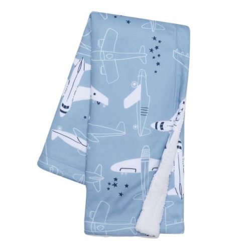 Bedtime Originals Little Aviator Blue/White Airplane Soft Fleece Baby Blanket
