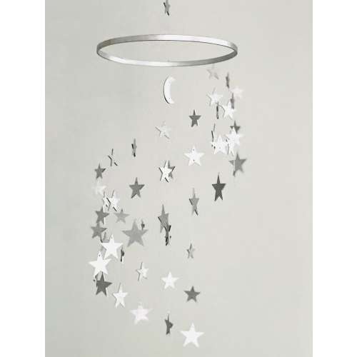 Gold stars baby mobile, silver stars and moon mobile nursery, moon baby mobile, night baby mobile, minimalist mobile, gender neutral mobile