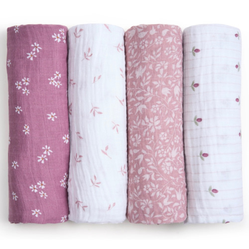 aden + anais heritage floral organic cotton muslin swaddles 4 pack