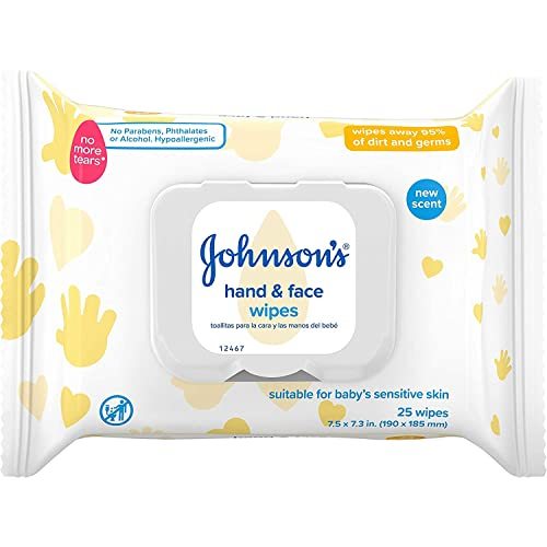Johnson's Hand & Face Baby Wipes, 25 Count (Pack of 6)