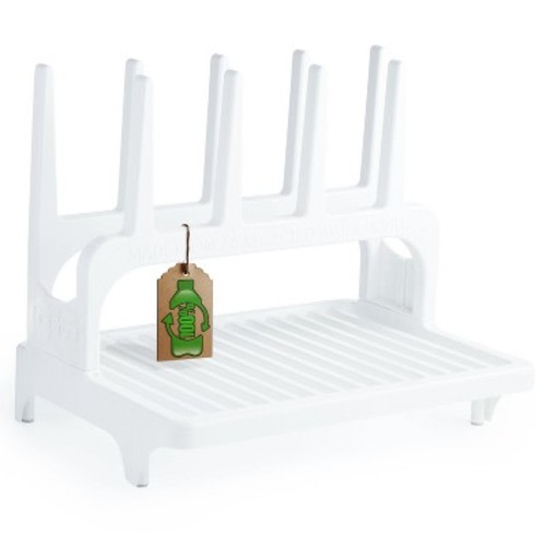 PopYum Glacier White Space Saving Drying Rack from 100% Recycled Bottles, countertop for Baby Bottles, Plastic Bags, Cups, Glass, tumblers, Compact
