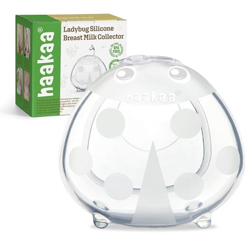 haakaa Ladybug Milk Collector Breast Shells Nursing Cup Silicone Breast Milk Collector Milk Savers for Breastfeeding Nipple Shells Protect Sore Nipples Extra-Soft and Reusable, 2.5oz/75ml, 1 PC