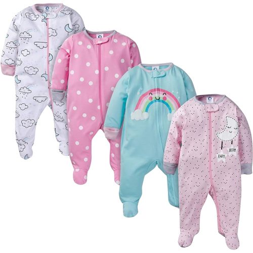 Gerber baby-girls 4 Pack Sleep 'N Play Footie