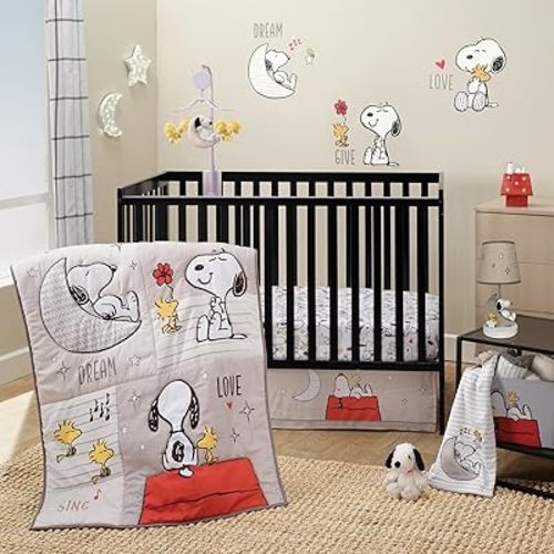 Bedtime Originals Snoopy Love 3-Piece Infant Baby Nursery Crib Bedding Set