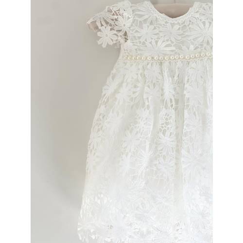 Baby Girls Lace Dress, Baby Christening Gown Christening Dress, Girls Baptism Dress Gown, Infant Pearl Blessing Gown Dedication Set Bonnet