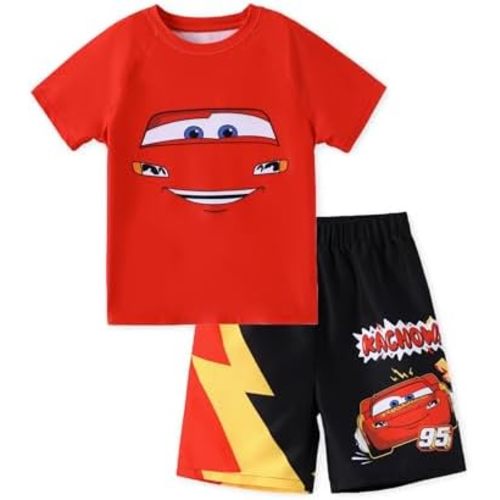 Disney Marvel Spiderman Cars Boy Swimsuit Rash Guard Shirts & Swim Trunk Boys Swim Set Mickey Summer Bathing Suit 2-13 Years