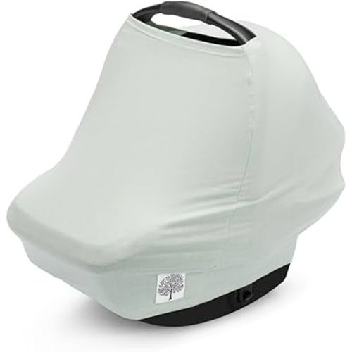 Parker Baby 4 in 1 Car Seat Cover for Girls and Boys - Stretchy Carseat Canopy, Nursing Cover, Grocery Cart Cover, High Chair Cover - Sage