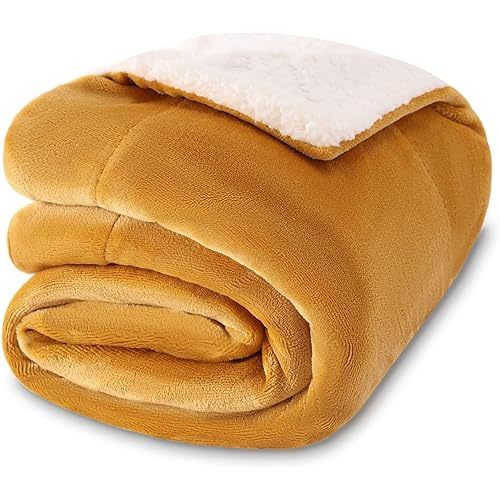 NANPIPER Baby Sherpa Blanket,Warm Toddler Throw Blanket,Soft Newborn Fleece Blanket for Winter(Ginger Yellow,30x40 inches)