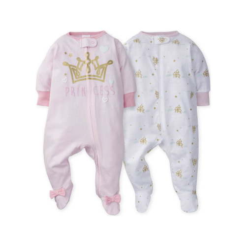 Gerber Baby Girl Sleep 'N Play Footed Pajamas, 2-Pack