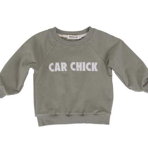 Embroidered CAR CHICK Organic Cotton Sweatshirt | Gearhead Kids