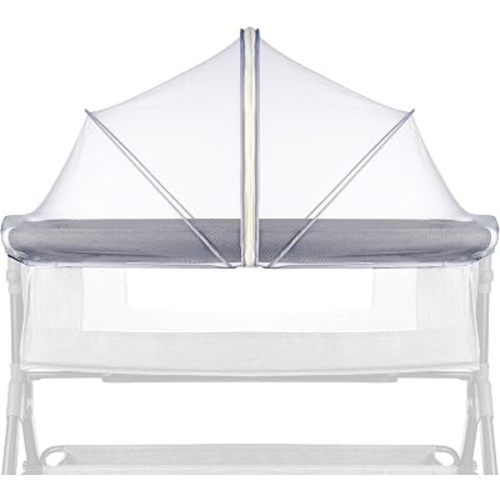 Bassinet Cover Mosquito Net for Babies to Keep Insects/Bugs/Cats Out, Toddler Bassinet/Bedside Sleeper/Crib Net with Two-Way Zippers & Storage Bag, Breathable Mesh Holes, White