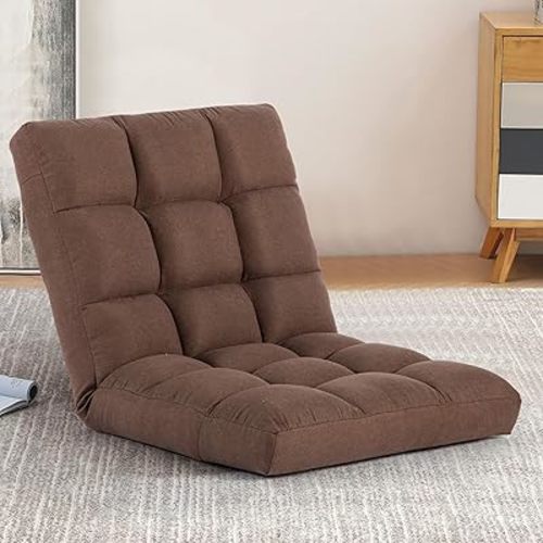 Floor Chair with Back Support Folding Chair with 6 Adjustable Position, Padded Sleeper Bed, Floor Gaming Chair, Meditation Chair, Gaming Floor Chairs for Adults (Country Rustic, Brown)
