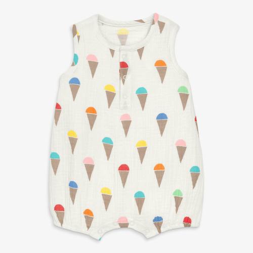 Baby cotton gauze bubble shortie in rainbow scoops