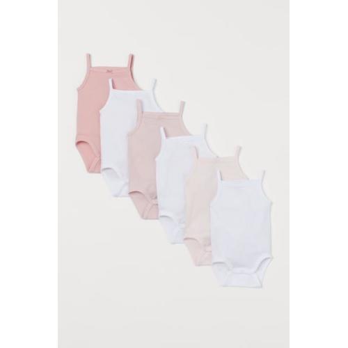 6-pack Sleeveless Bodysuits - Pink/white - Kids | H&M US