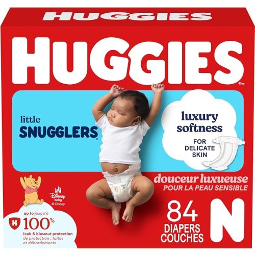 HUGGIES Newborn Diapers - HUGGIES Little Snugglers Disposable Baby Diapers, 84ct, Giga Pack