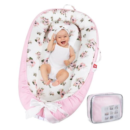 𝖡𝖺𝖻𝗒 Lounger for 𝖭𝖾𝗐𝖻𝗈𝗋𝗇-𝖭𝖾𝗐𝖻𝗈𝗋𝗇 Lounger for 0-12 𝖬𝗈𝗇𝗍𝗁𝗌, Breathable Portable 𝖨𝗇𝖿𝖺𝗇𝗍 Lounger-Soft 𝖡𝖺𝖻𝗒 Floor Seat for Travel, 𝖭𝖾𝗐𝖻𝗈𝗋𝗇 Essentials(Big flower)