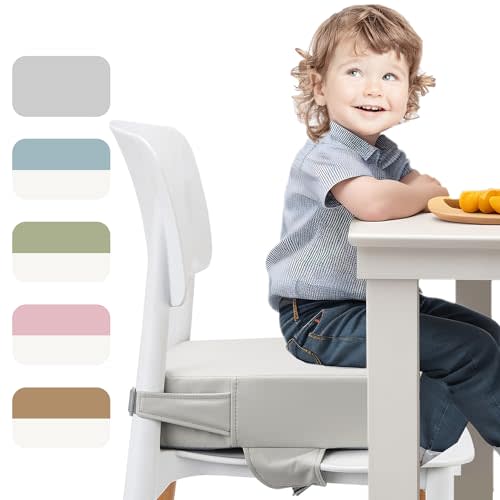 E1F1NN DOT Toddler Booster Seat for Dining Table (PU Material),Portable Kids Booster Seat with Safety Buckles, High Cushion for Travel with Non-Slip Bottom
