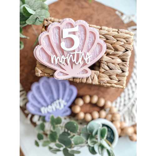 Seashell Milestone, Interchangeable, Pearl, Monthly Milestone Marker, Shell, New Baby, Prop, Baby Girl,
