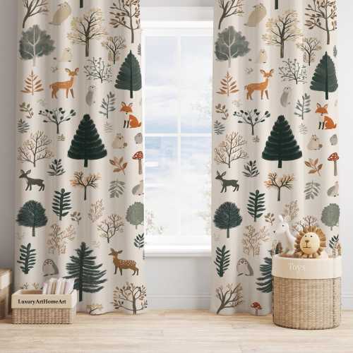 Woodland Animals Nursery Curtains: Baby Boy Room Decor