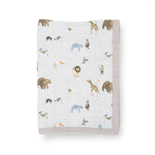 Cotton Muslin Baby Quilt - Party Animals