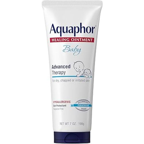 Aquaphor Baby Advanced Therapy Healing Ointment Skin Protectant, 7 OZ | Baby Skin Protectant with Petrolatum for Chapped or Dry Skin, Drool Rash and Diaper Rash, Hypoallergenic, Fragrance Free