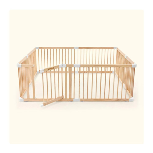 HARPPA Wooden Baby Gate Playpen | Non-Toxic Foldable DIY Adjustable Play Yard for Infants & Toddlers – Natural Finish Baby Fence for Small & Large Spaces