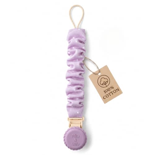 Muslin Cotton Pacifier Clips - Metal-Free, Lightweight and Secure Pacifier Holder for Babies (Mauve Muse) - Mila & Lulu