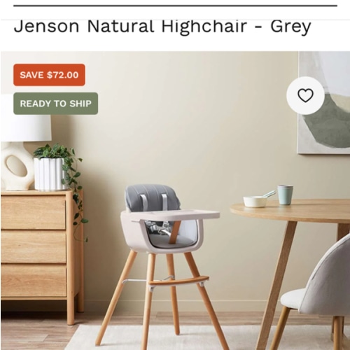 Jenson Natural Highchair - Grey | Baby Toddler Chair | Mocka