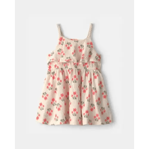 Baby Girl Floral Ruffle Dress - Cream | Carter's