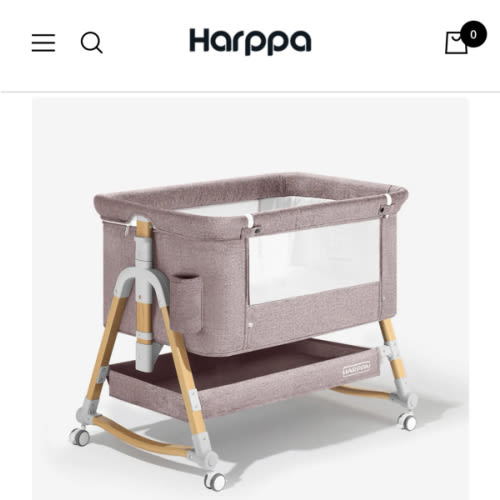 HARPPA Cuddly 3-in-1 Baby Bassinet Bedside Sleeper for Reflux | Attaches to Bed, Adjustable 5 Heights, Non-Toxic & CPSC Certified | Sturdy Aluminum Frame, Portable Wheels, Tool-Free Setup, Gentle Rocking | Perfect for Newborns, Infants, Small Spaces & Saf