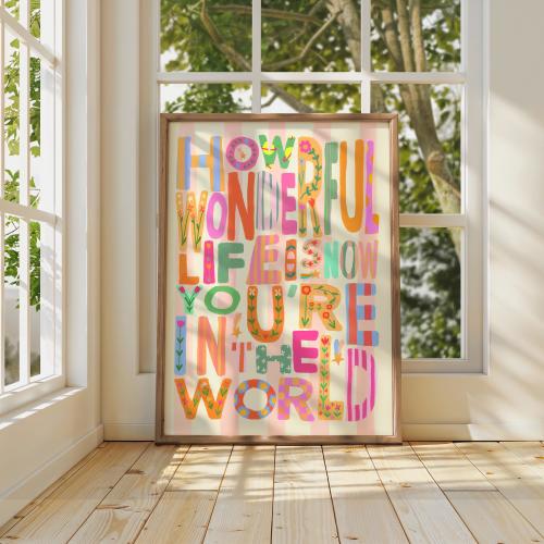 You're In The World Print: Colorful Nursery Art, Flower Illustration