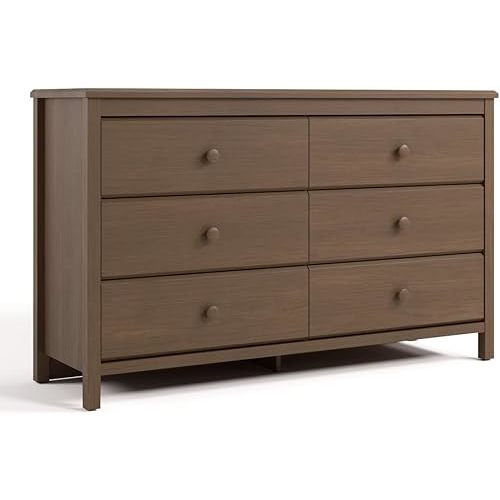 Storkcraft Alpine 6 Drawer Double Dresser (Hazelnut) – GREENGUARD Gold Certified, Nursery Dresser for Kids Bedroom