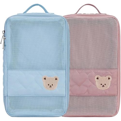 Baby Diaper Organizer - 2 Pack Waterproof Pouches, Mesh Bag, Reusable, Washable or Cloth Diapers (White)