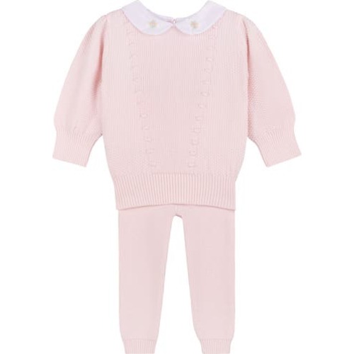 Peter Pan Collar Cotton Sweater & Pants Set, 9M