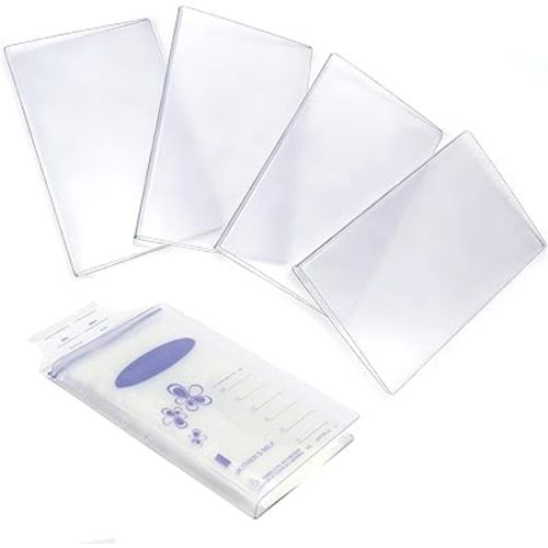 4Pcs Individual Breast Milk Freezer Storage Organizer, Breastmilk Storage Freezer Flat Tray, Clear Flat, Space-Saving, Breastfeeding Bag Organization, Fit 4/5/6oz(Storage Bag Not Included)