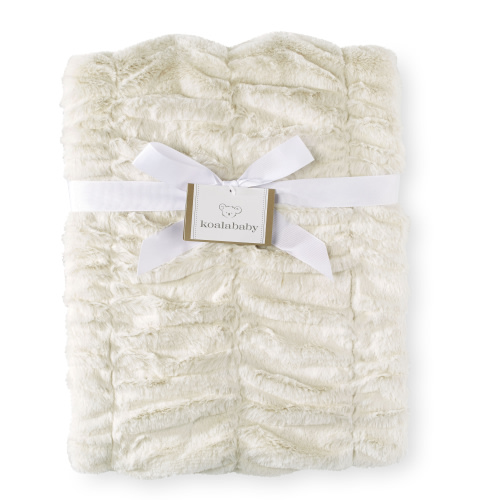 Koala Baby Cream Ruched Fur Plush Blanket