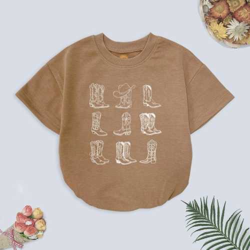 Handmade Cowgirl Boots Baby Romper, Western Cowboy Infant Bodysuit, Country Outfit