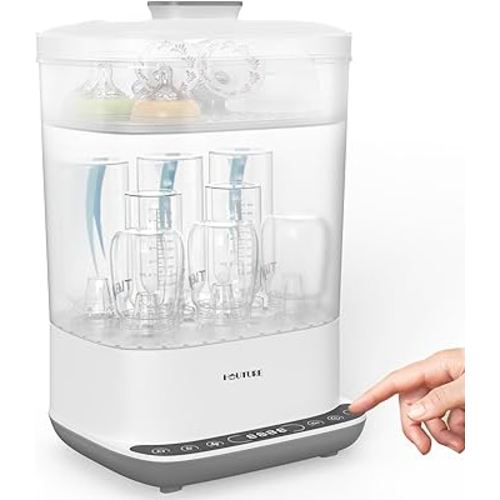 Baby Bottle Sterilizer | Esterilizador de Biberones, 6-in-1 HAUTURE Bottle Sterilizer and Dryer, Electric Steam Bottle Sanitizer for Baby Stuffs, Baby Bottles & Breast Pump Accessories