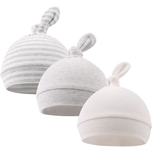 Original Cotton Newborn Hats for Girls Striped Preemie Baby Hats Bear Ears Infant Boys Beanies 0-6 Months