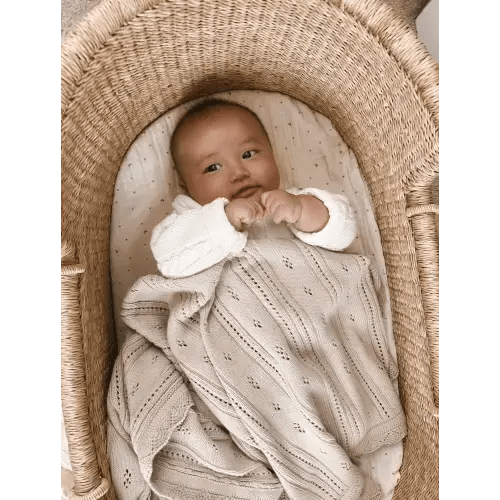 Pointelle Baby Blanket - Beige