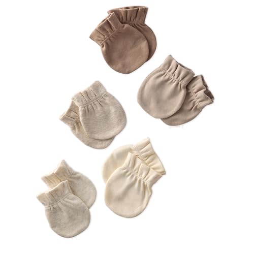 Butterblu Morgan 5-Pack Mitts 100% Organic Cotton No Scratch Mittens for Newborn Baby Boys & Girls, Sorbet, One Size