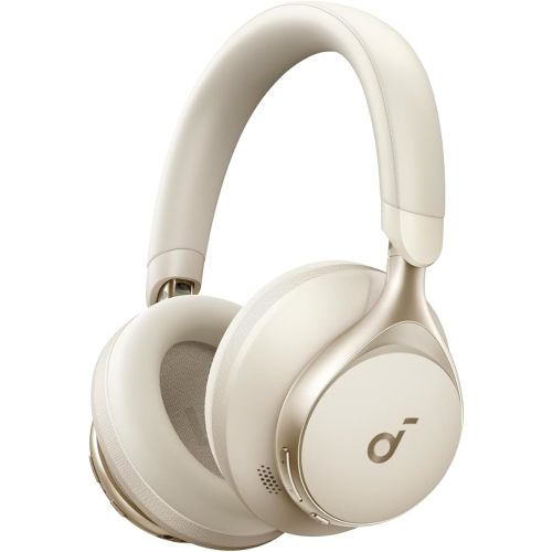 Soundcore by Anker, Space One, Active Noise Cancelling Headphones, 2X Stronger Voice Reduction, 40H ANC Playtime, App Control, LDAC Hi-Res Audio, Comfortable Fit, Clear Calls, Bluetooth 5.3 (White)