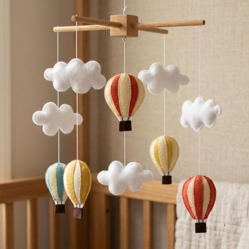 Hot Air Balloon Baby Mobile, Cloud Nursery Decor, Baby Blue Nursery Hanging Set, Hot Air Balloon Crib Mobile, Girl Dad, Boy Mom
