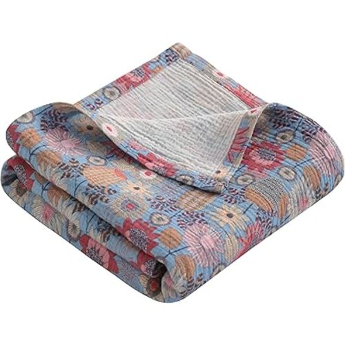 NTBAY 2 Layer Muslin Cotton Baby Swaddle Blanket, 30x40 Soft and Breathable Receiving for Newborns and Infants, Perfect for Crib, Stroller, Travel, Lightweight Nursery Blanket, Boho Flower