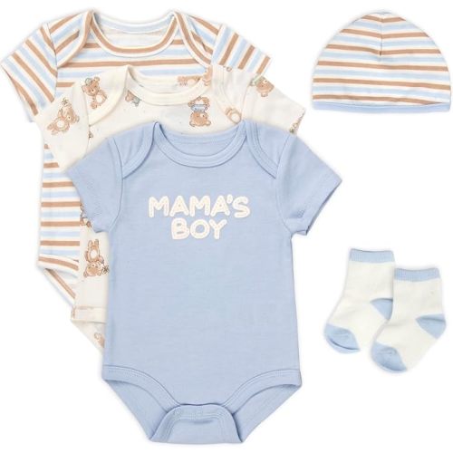 Baby Essentials Baby Boys 5 Piece Bodysuit Set