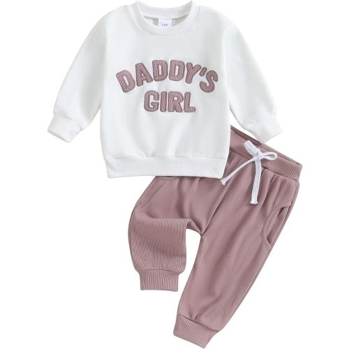 Toddler Baby Girl Clothes Daddys Girl Long Sleeve Pullover Sweatshirt Stretch Jogger Pants Infant Fall Winter Outfit