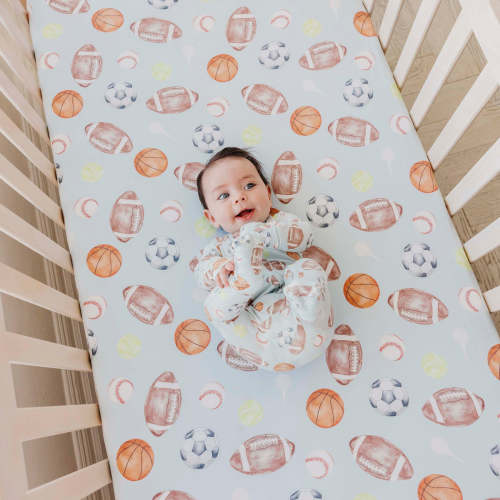 Premium Knit Fitted Crib Sheet - Sports Medley