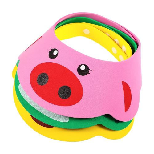 3Pcs Shower Cap, Soft Adjustable Baby Bath Caps Cartoon Hair Washing Shield Shower Hats Newborn Shampoo Shield for Infants